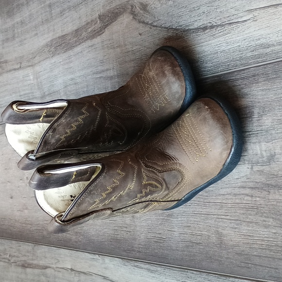 Old West Toddler Leather Cowboy Boots Tubbie Crazy Horse - Picture 13 of 13